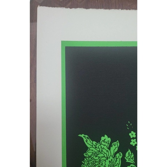C.S. Shawver Beautiful Green Floral Black Background Art Lithograph Print 7/90 - Picture 6 of 6